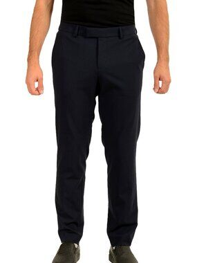 Hugo Boss "P-Huge-251" Blue Wool Plaid Flat Front Dress Pants US 32R IT 48